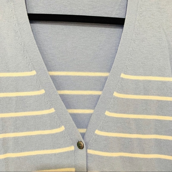 GAP Silk blue stripe nautica academy long cardigan preppy luxury womens S pocket - Picture 8 of 10